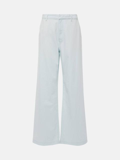 High-rise cotton twill wide-leg pants