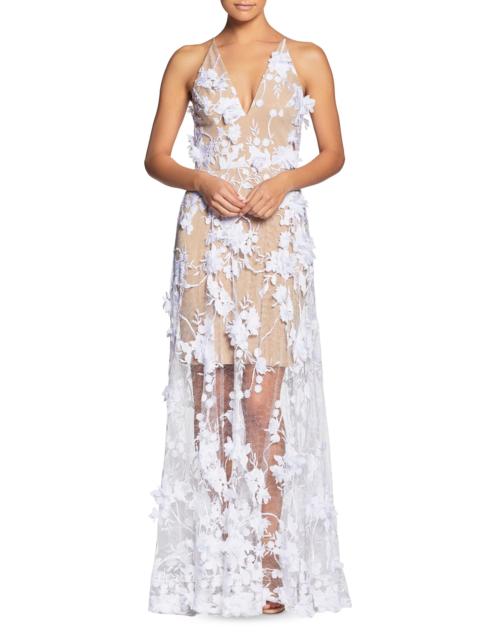 Dress The Population Women's Sidney Sheer Lace Gown - White