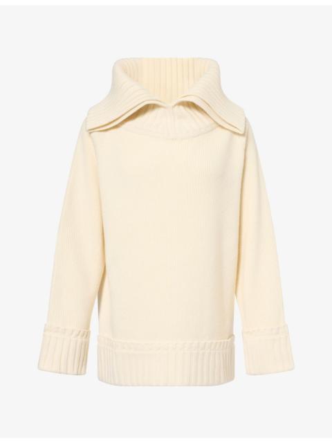 Victoria Beckham Wide-Collar Wool-Blend Jumper