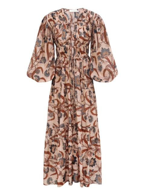【ZIMMERMANN】laurel floral-print リネンボイル kaftan ZIMMERMANN Laurel Floral Linen Kaftan in Yellow | endource