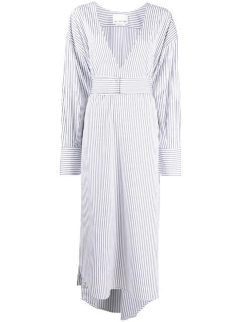 SA SU PHI stripe-pattern belted shirt dress