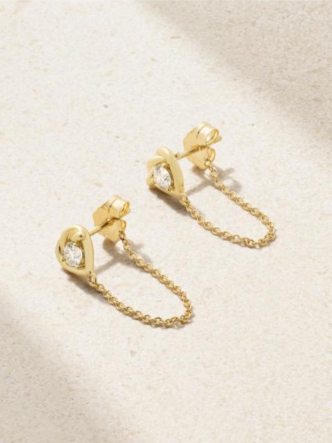 STONE AND STRAND Tie The Knot 10-karat gold diamond earrings Gold