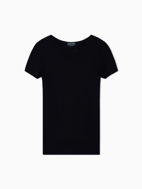 GIORGIO ARMANI Links-stitch viscose short-sleeved jumper