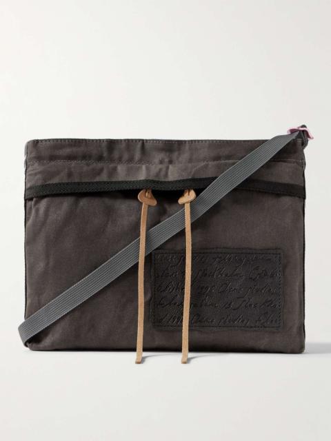 Andemer Leather-Trimmed Appliquéd Coated-Canvas Messenger Bag