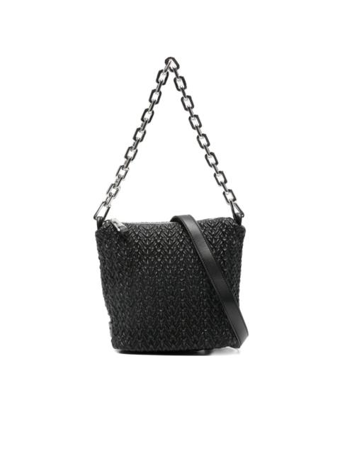 chain-strap woven shoulder bag