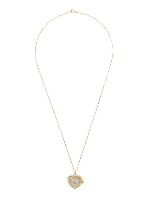 Yvonne Léon Heart Clock 9K Yellow Gold Mother-of-Pearl Necklace gold