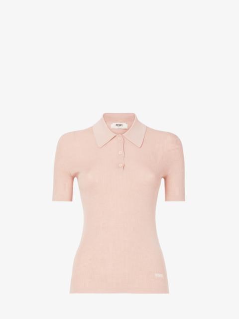 Sweater Pink knit polo shirt