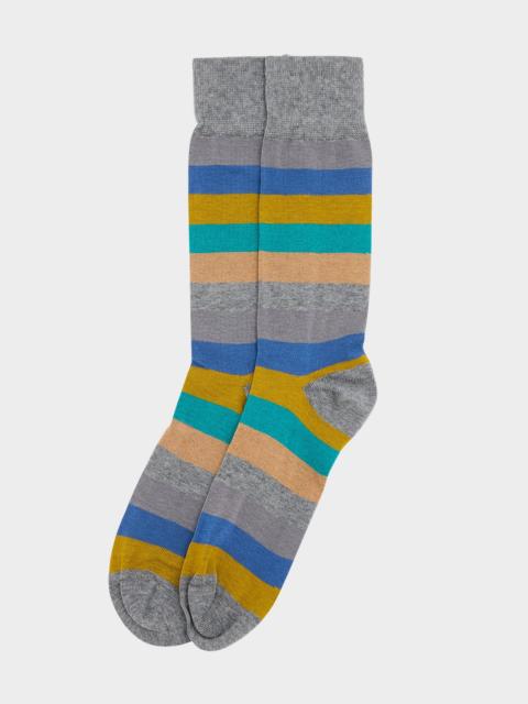 Paul Smith Men's Kit Color-Block Stripe Crew Socks