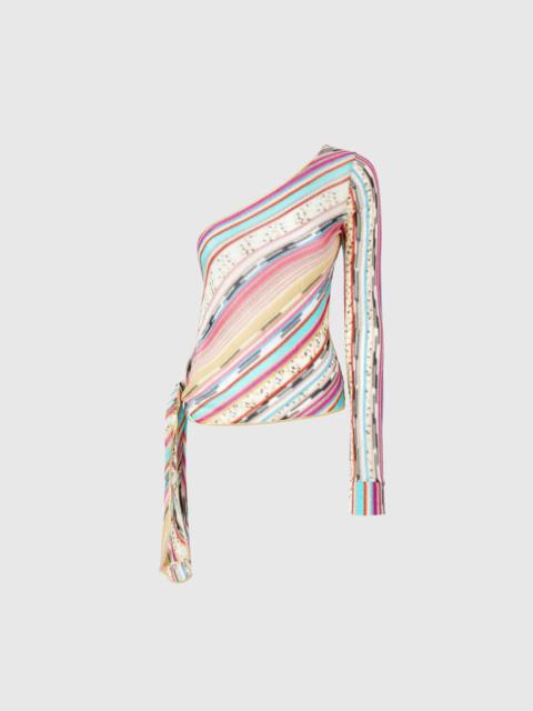 Missoni One-shoulder sweater knotted on the side in lamé slub viscose