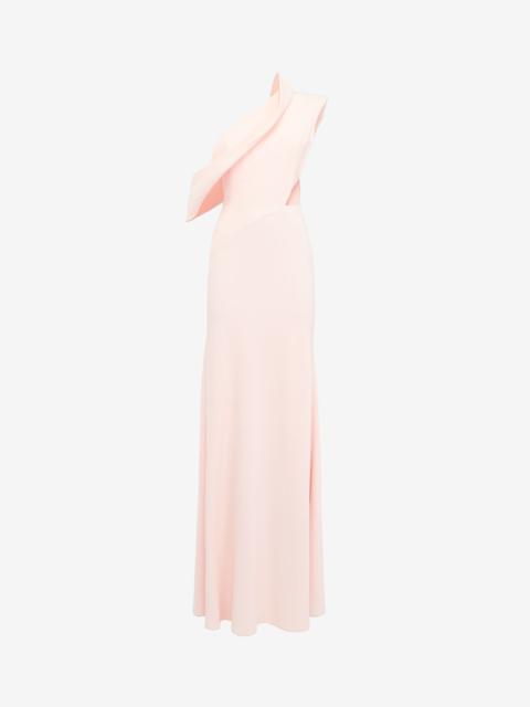 Women's Asymmetric Draped Evening Dress in Venus Pink