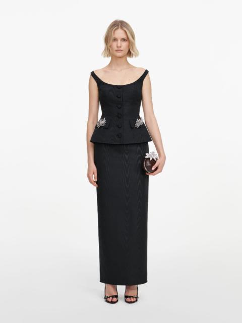 self-portrait Black Structured Bardot Maxi Dress