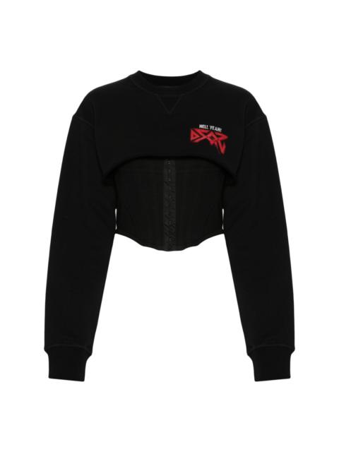 corset-layered sweatshirt set