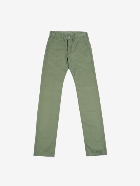 Iron Heart IH-721-OLV 9oz Mercerised Selvedge Cotton Slim Tapered Chinos - Olive