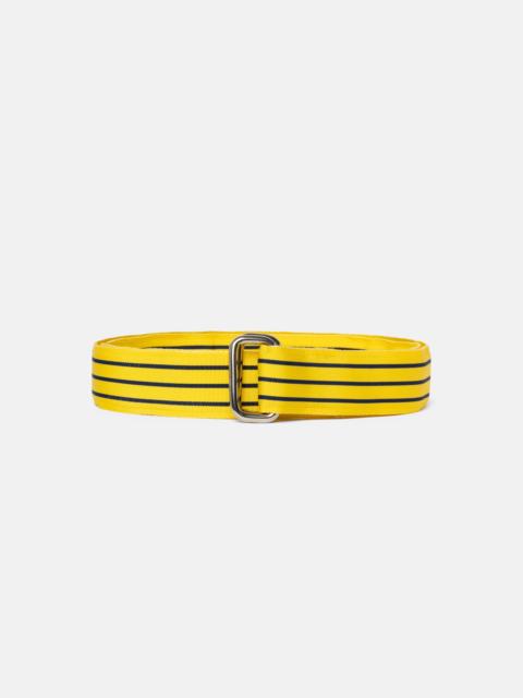 J. PRESS MADE-IN-USA YELLOW & NAVY STRIPED GROSGRAIN RIBBON BELT