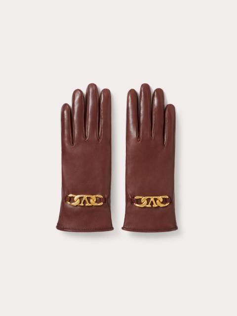 Valentino VALENTINO GARAVANI VLOGO CHAIN GLOVES IN NAPPA AND CASHMERE