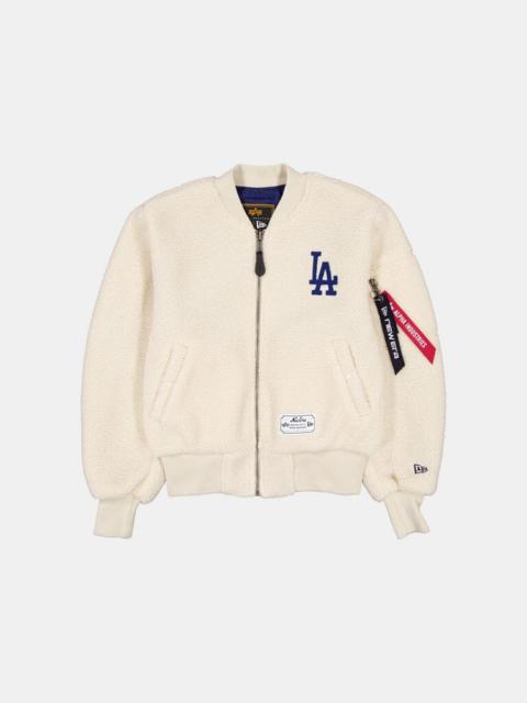 Nike LOS ANGELES DODGERS X ALPHA X NEW ERA MA-1 SHERPA BOMBER JACKET WOMENS