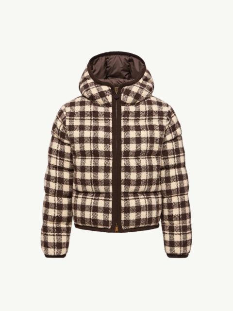 Moncler Abstraction Hooded Wool Blend Short Down Jacket
