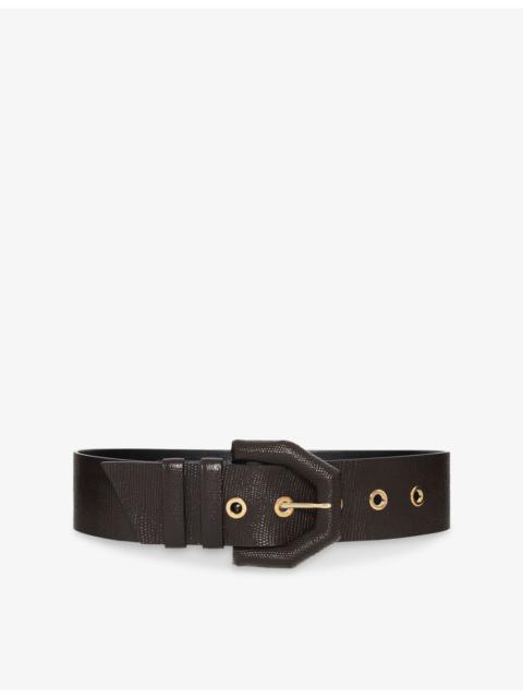 The Kooples Textured Wide Leather Belt