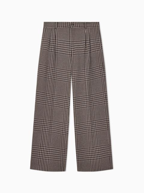 EMPORIO ARMANI HIGH-WAISTED PLEATED TROUSERS WITH A HOUNDSTOOTH PATTERN
