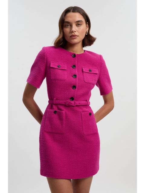 KAREN MILLEN Textured Tweed Belted Tailored Mini Dress