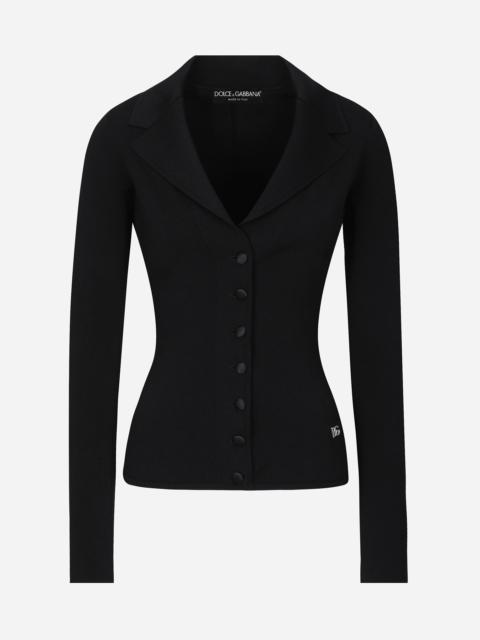 Dolce & Gabbana Short stretch viscose knit jacket with DG logo