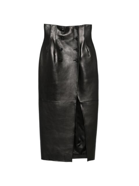 KHAITE Khaite Double-breasted Leather Midi Skirt