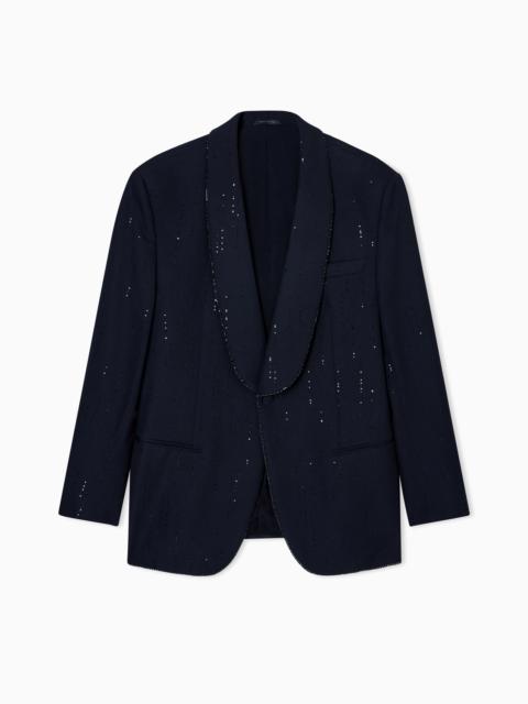 GIORGIO ARMANI SOHO LINE SINGLE-BREASTED TUXEDO JACKET IN VIRGIN WOOL WITH SEQUINS