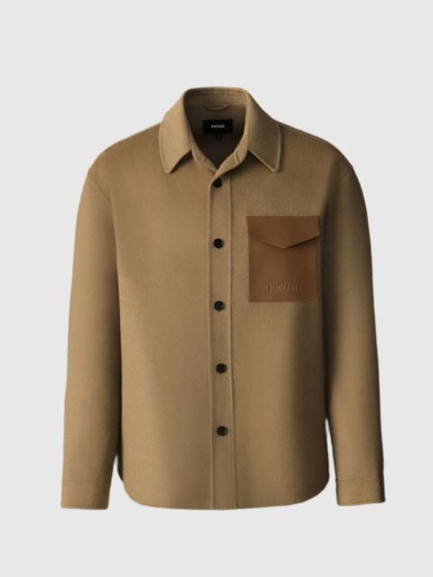 MACKAGE EMMANUEL Double-face wool overshirt with leather patch pocket