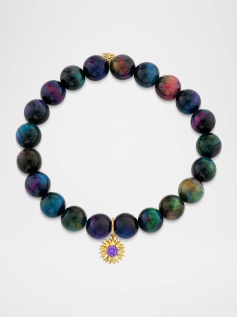SYDNEY EVAN Solar Compass Charm on Tiger's Eye Bracelet