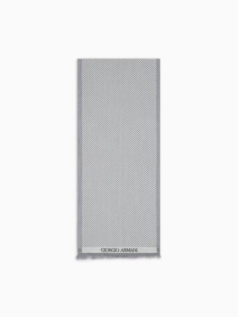 GIORGIO ARMANI CHEVRON JACQUARD WOOL SCARF