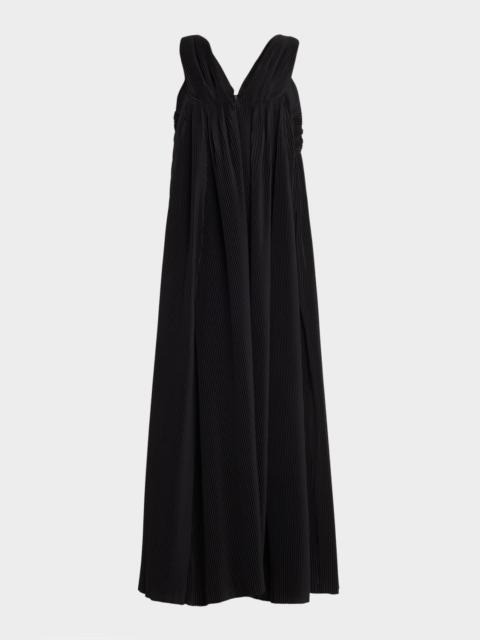 CO Crinkle Pleated V-Neck Sleeveless Midi Dress