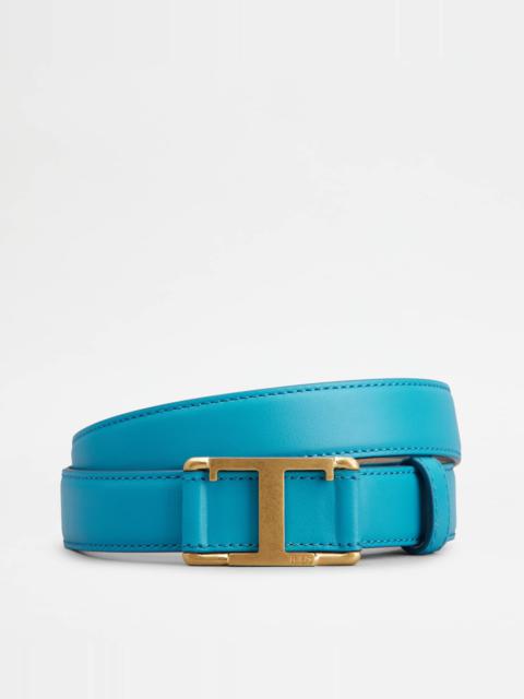 Tod's T TIMELESS BELT IN LEATHER - LIGHT BLUE