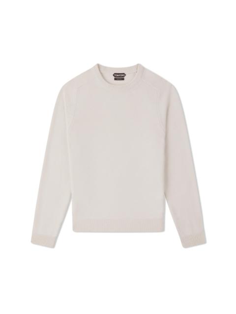 CASHMERE SADDLE CREW NECK