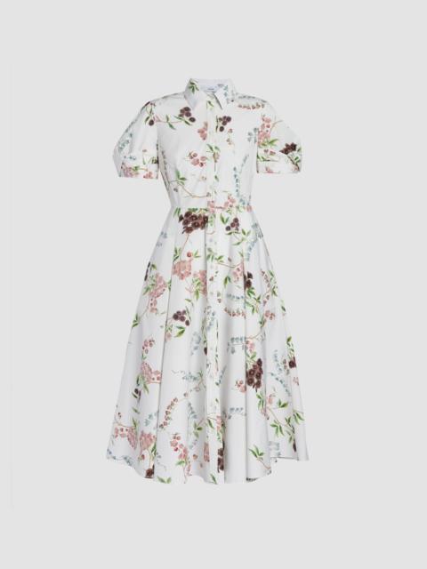 Erdem FLORAL PRINT COTTON MIDI SHIRT DRESS