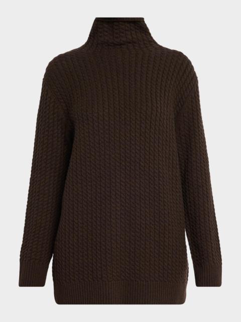 Lafayette 148 New York Cable-Knit Cashmere Turtleneck Sweater
