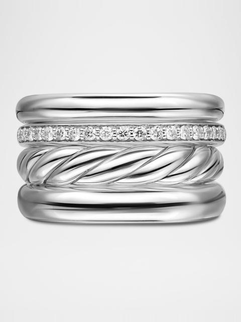 DAVID YURMAN DY Mercer 4 Row Ring with Diamonds in Silver, 14mm