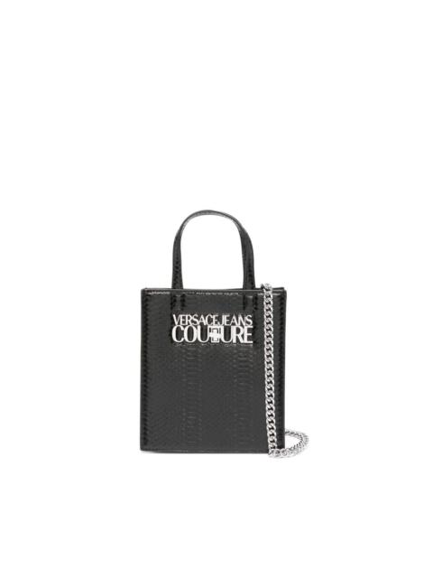 VERSACE JEANS COUTURE logo-lettering crocodile-embossed mini bag
