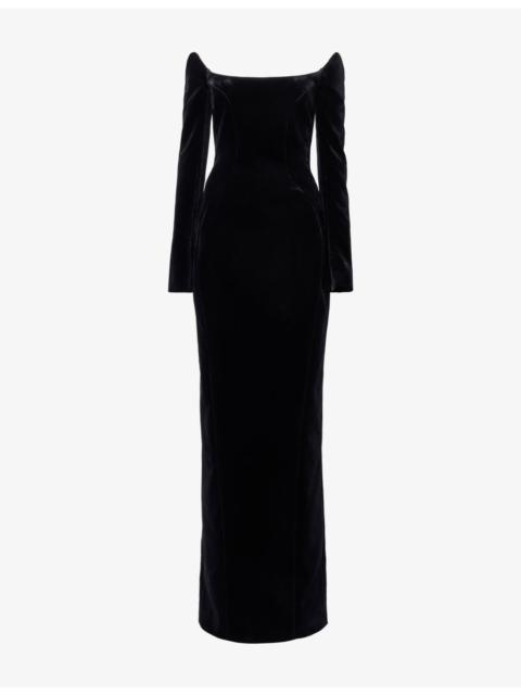 MUGLER Off-Shoulder Fitted Velvet Gown
