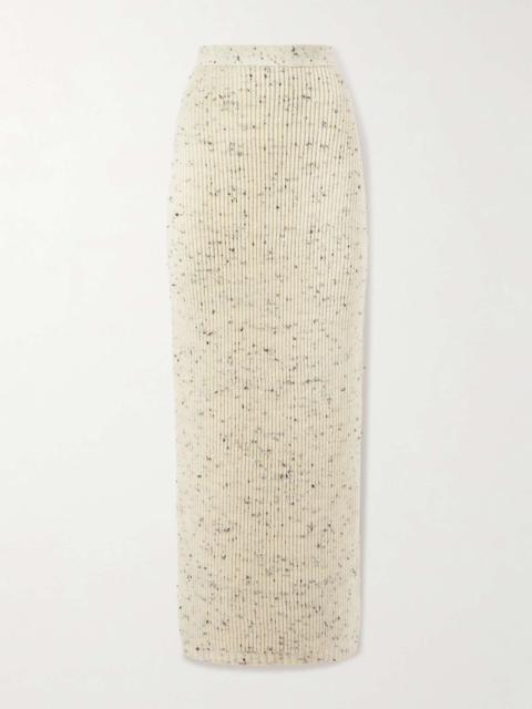 Ribbed wool-blend maxi skirt