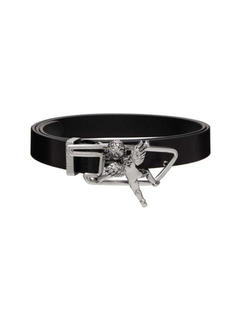 Diesel Black Cherub D Outline Buckle Leather Belt