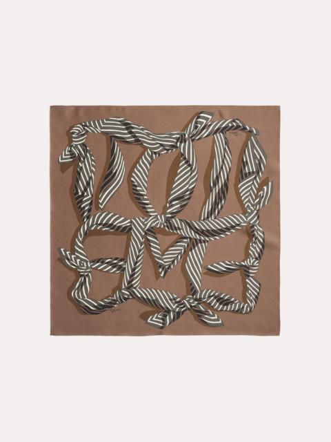 Knotted monogram silk scarf brown