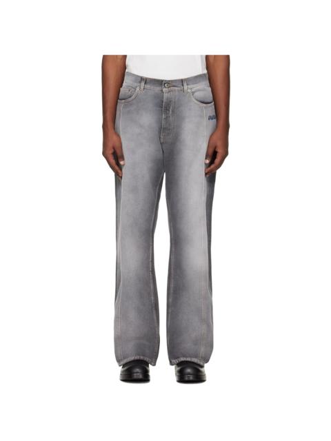 Off-White Gray Slanted Seam Relax Jeans