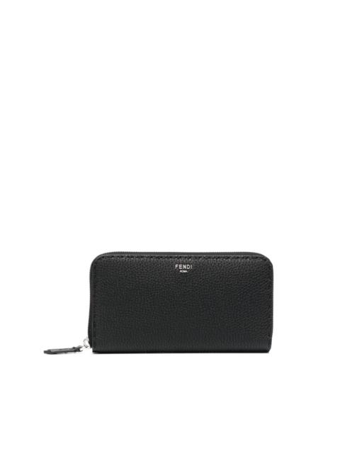 FENDI logo-plaque leather zipped wallet