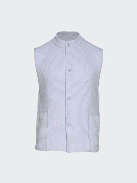 ISSEY MIYAKE Rustic Knit Vest White Blue