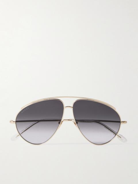 GUCCI Fashion Show Aviator-style Gold-tone Sunglasses