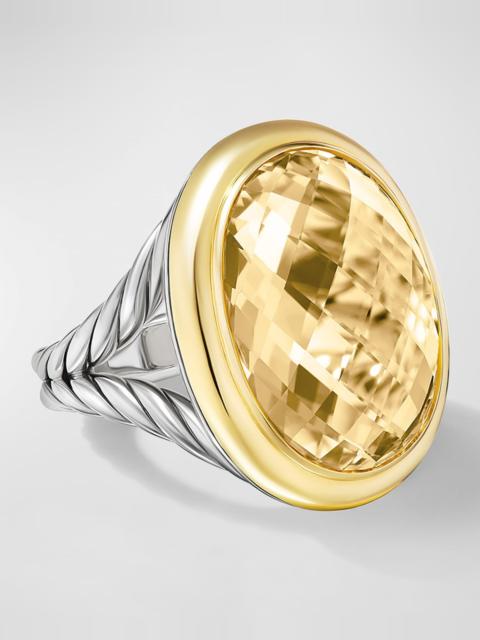 DAVID YURMAN Oval Ring with Gemstone in Silver and 18K Gold, 24.5x21mm