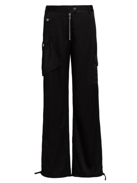 GANNI Women's Washed Satin Cargo Pants - Black