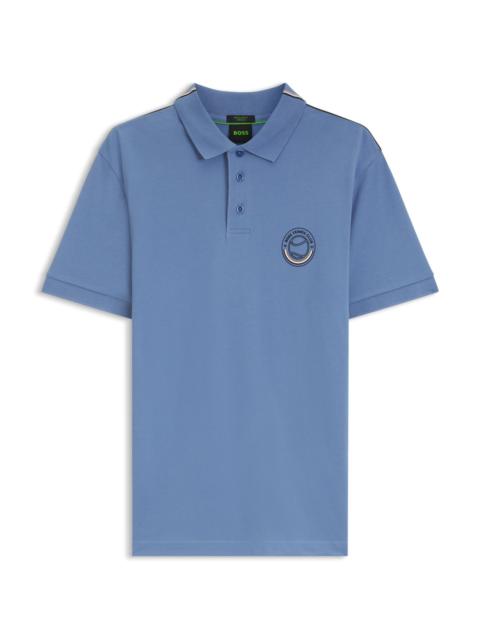 BOSS STRETCH-COTTON POLO SHIRT WITH TENNIS-INSPIRED LOGO