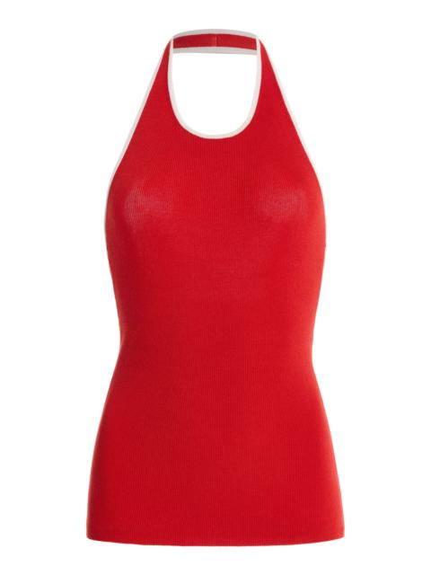 ST. AGNI Fine Line Halter Top red