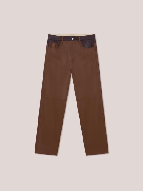 Nanushka ARIC - ANEW Upcycled patchwork pants - Aubergine/Rootbeer